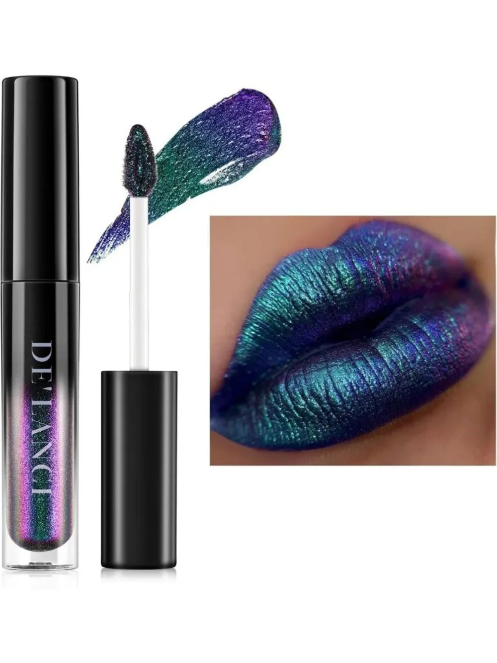 Color-Changing Liquid Lipstick - Shimmering Metallic Gloss, Hydrating
